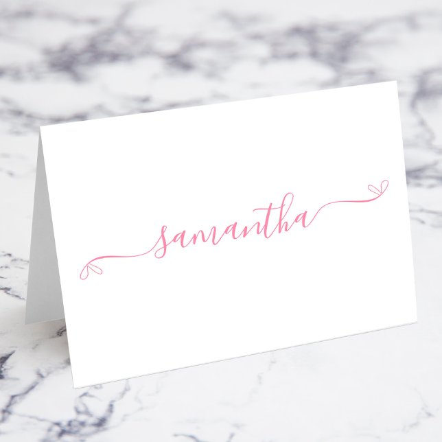 Platzkarten für den rosa Bow-Unterschrift Tischnummer (Pink Coquette Bow Signature Name Place Cards)