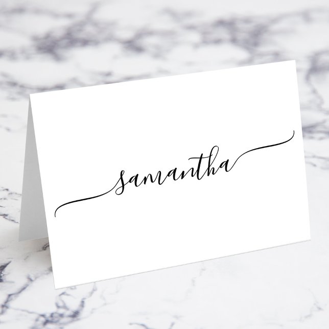 Platzkarten für einfache Swash-Signaturen Tischnummer (Simple Swash Signature Name Place Cards)