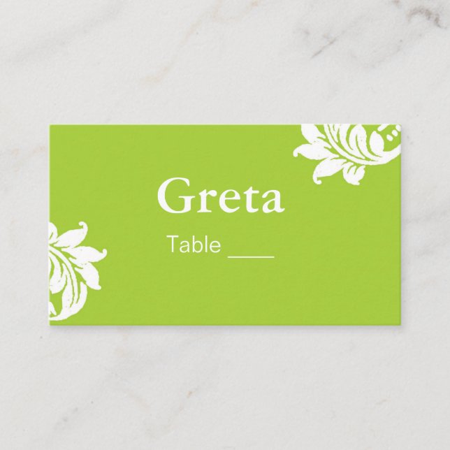 Platzkarten für grüne Damaskals (Vorderseite)