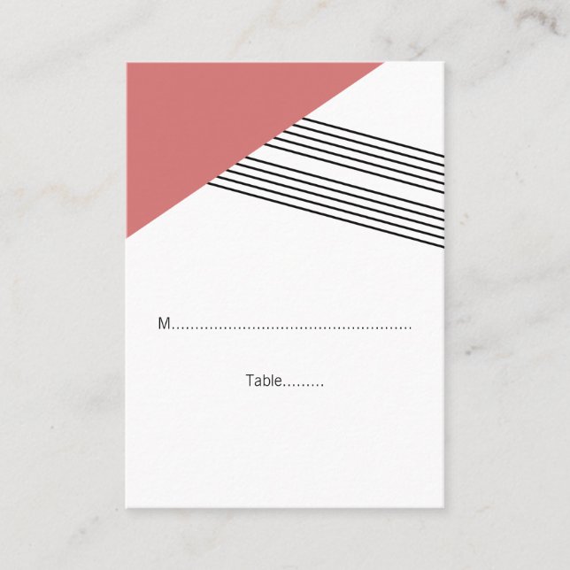 Platzkarten für Hochzeiten mit roter Geometrie (Vorderseite)