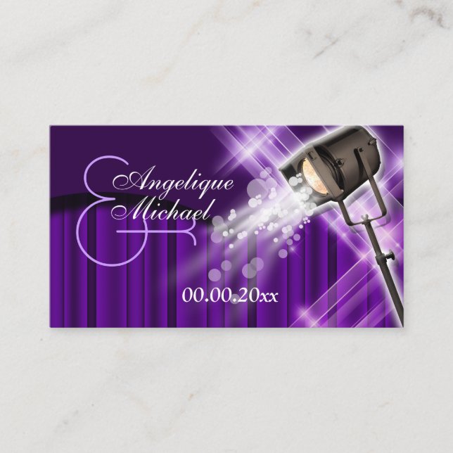 Platzkarten Hollywood thematische Hochzeit (Vorderseite)