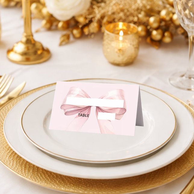 Platzkarten mit rosa Schleife Elegant gefaltet (Von Creator hochgeladen)