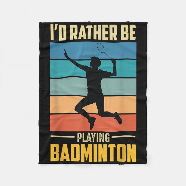 Play Badminton Shuttle Retro Badminton Player Game Fleecedecke (Vorderseite)
