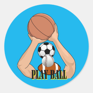 Play Ball Games sport athletic Cartoon Art Runder Aufkleber