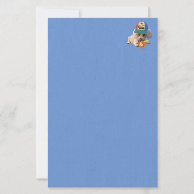 Play Ball Poodle Matching Blue Stationery Briefpapier (Vorderseite)