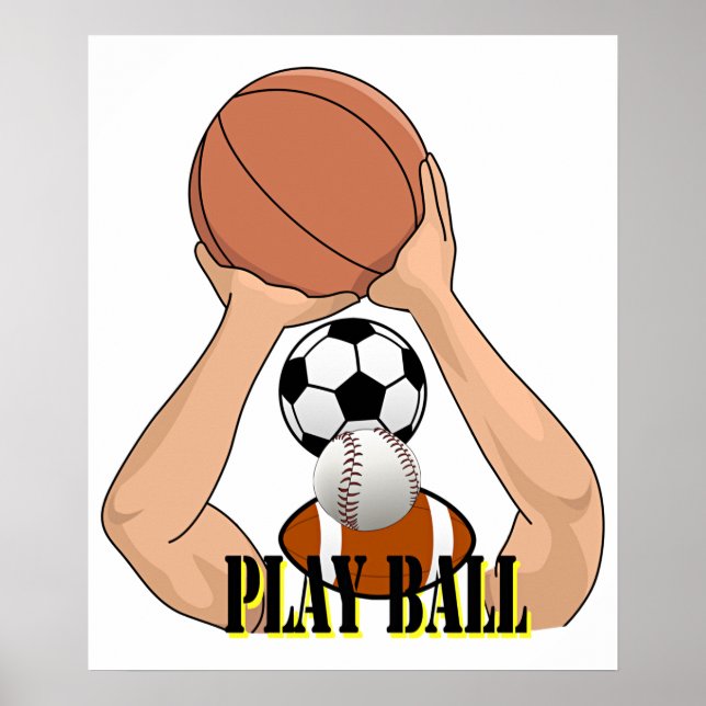 Play Ball Sports Games Cartoons Art Poster (Vorne)