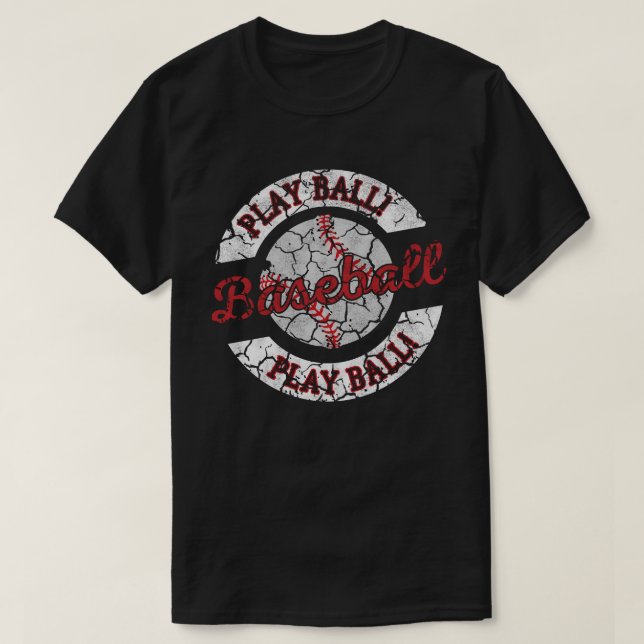 Play Ball Vintage Baseball  T-Shirt (Design vorne)