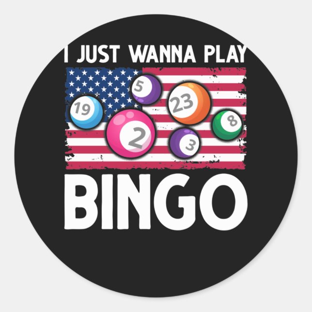 Play Bingo American Flag Funny Bingo Runder Aufkleber (Vorderseite)