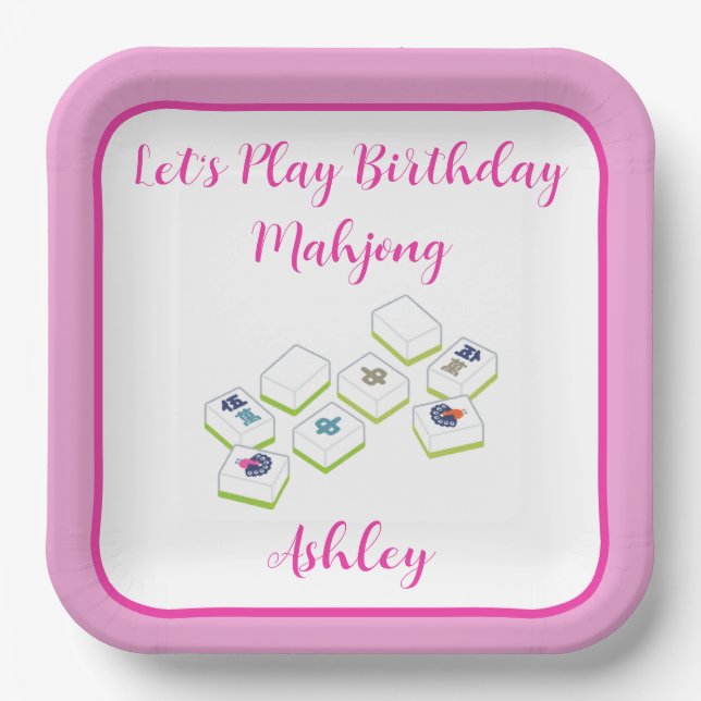Play Birthday Mahjong PERSONALIZE Pappteller (Vorderseite)