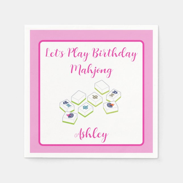 Play Birthday Mahjong PERSONALIZE Serviette (Vorderseite)