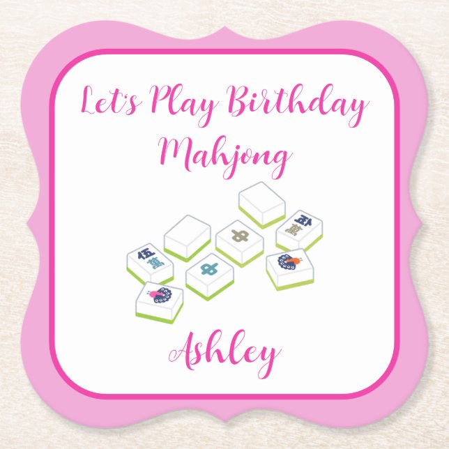 Play Birthday Mahjong PERSONALIZE Untersetzer (Vorderseite)