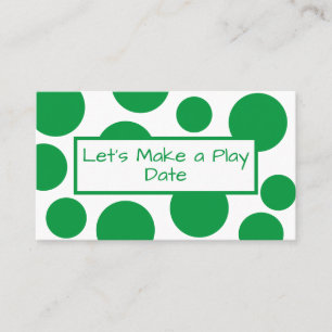 Play Date Green Polka Dot Business Card Visitenkarte