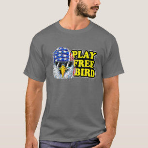 Play Free Bird Eagle American Flag Patriotic 4th O T-Shirt