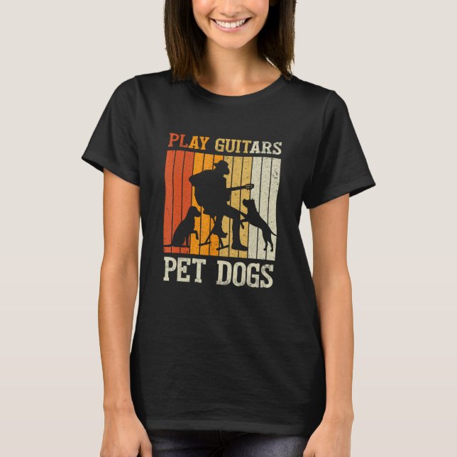 Play Guitars Pet Dog Retro Music Guitarist Animal T-Shirt (Vorderseite)