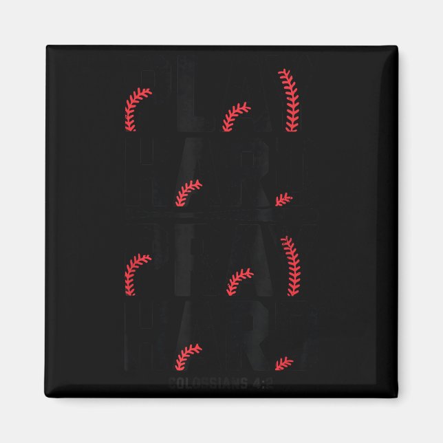 Play Hard Pray Hard Youth Boy Christian Baseball J Magnet (Vorne)