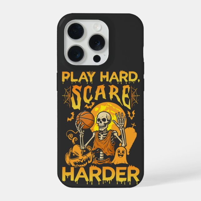 Play Hard Scare Harder Sports Halloween iPhone Hülle (Rückseite)
