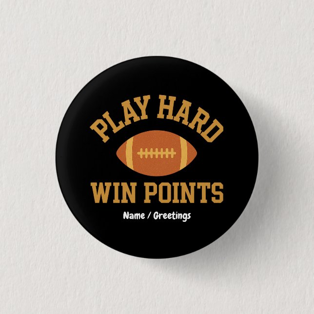 Play Hard, Win Points  Retro Game Day Sports  Button (Vorderseite)