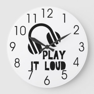 Play It Loud Headphones Große Wanduhr