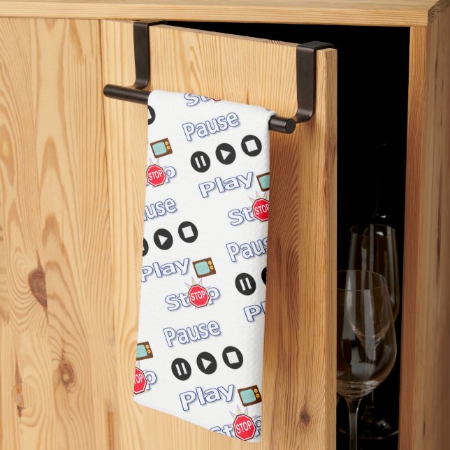 Play Pause Stopp Kitchenette Handtuch (Drittel gefaltet)