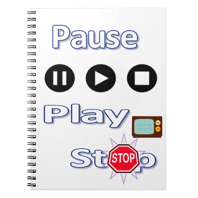 Play Pause Stopp-Notebook Notizblock (Vorderseite)