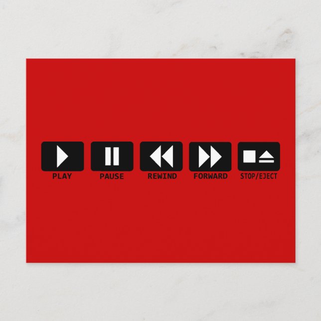 Play Pause zurückspulen/vorausschauend stoppen/aus Postkarte (Vorderseite)