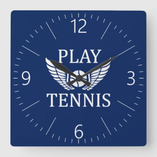 Play tennis quadratische wanduhr