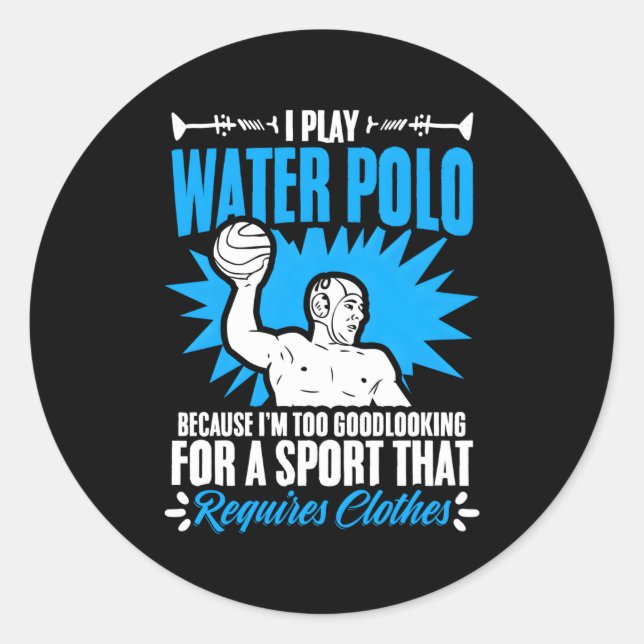 Play Water Polo Player Team Sport Waterpolo Runder Aufkleber (Vorderseite)