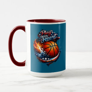 Play With Heart Basketball Motivations-Kombitasse Tasse