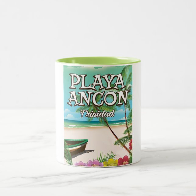 Playa Ancón Trinidad Reiseplakat Zweifarbige Tasse (Mittel)