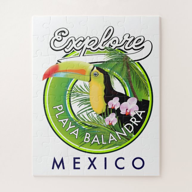 Playa Balandra Mexico Retro-Logo Puzzle (Vertikal)