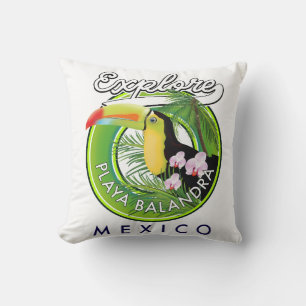 Playa Balandra Mexiko Retro-Logo Kissen