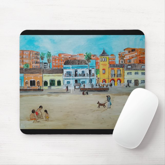 Playa de la Malvarrosa Gemälde von Alfred Fox Mousepad (Mit Mouse)