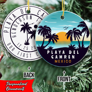 Playa del Carmen Mexico Palme Tree Vintag Souvenir Keramik Ornament