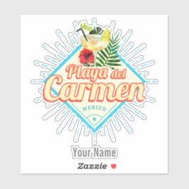 Playa del Carmen Mexico Retro Cocktail Vintag Aufkleber