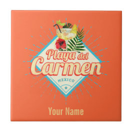 Playa del Carmen Mexico Retro Cocktail Vintag Fliese