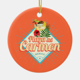 Playa del Carmen Mexico Retro Cocktail Vintag Keramik Ornament