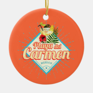 Playa del Carmen Mexico Retro Cocktail Vintag Keramik Ornament