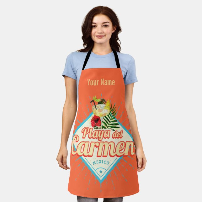 Playa del Carmen Mexico Retro Cocktail Vintag Schürze (Getragen)