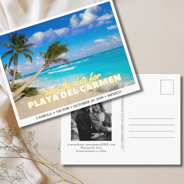 Playa del Carmen Mexiko Hochzeit Speichern Sie das Postkarte (Playa del Carmen Mexico Wedding Save the Date Postcard)