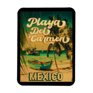 Playa del Carmen Mexiko Palme Vintage Reise Magnet