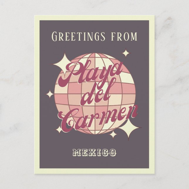 Playa del Carmen Mexiko Retro Vintage purpPostkart Postkarte (Vorderseite)