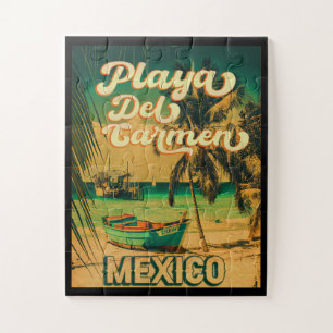 Playa del Carmen Palme Vintage Reise Puzzle
