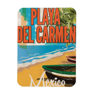 Playa del Carmen Vintage Reiseposter Druck Magnet