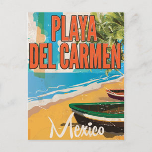 Playa del Carmen Vintage Reiseposter Druck Postkarte