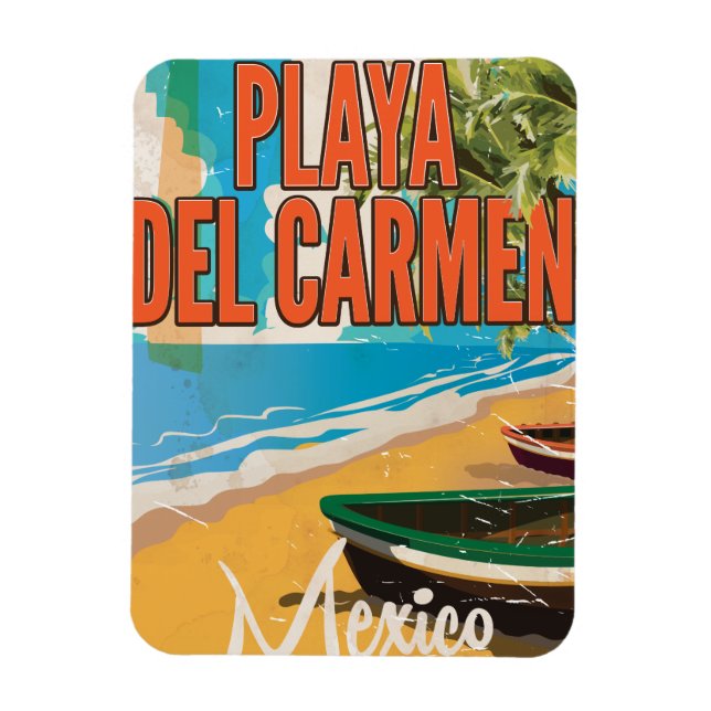 Playa del Carmen Vintage Reiseposter drucken Magnet (Vertikal)