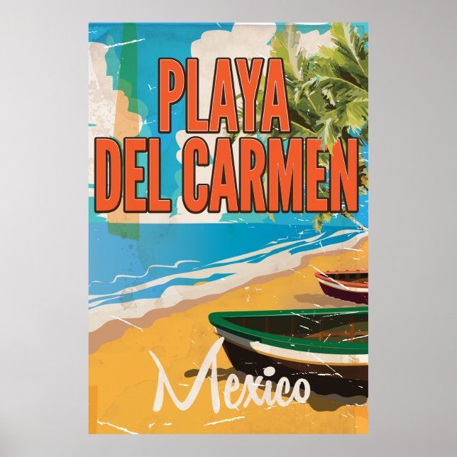 Playa del Carmen Vintage Reiseposter drucken Poster (Vorne)