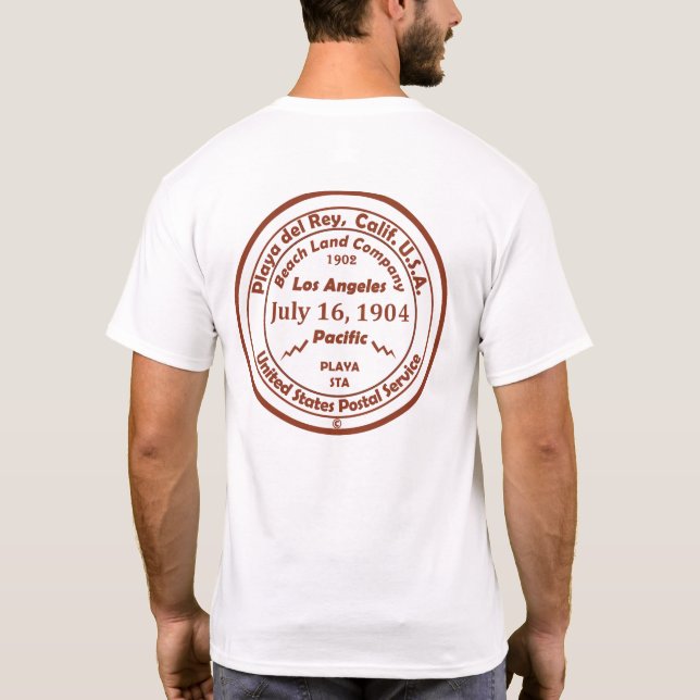 Playa del Rey Postamt Briefmarke zur manuellen Sto T-Shirt (Rückseite)