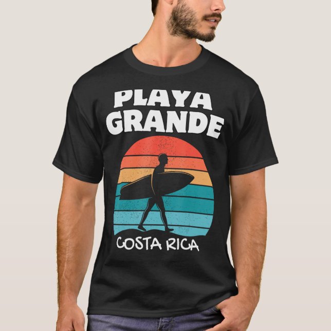 PLAYA GRANDE COSTA RICA Surf Retro Sunset Surfing T-Shirt (Vorderseite)