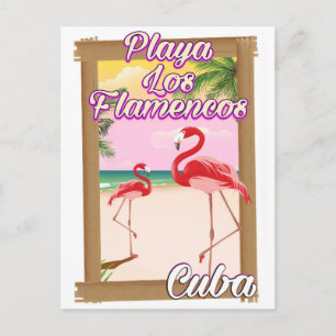 Playa Los Flamencos Kuba Reiseplakat Postkarte