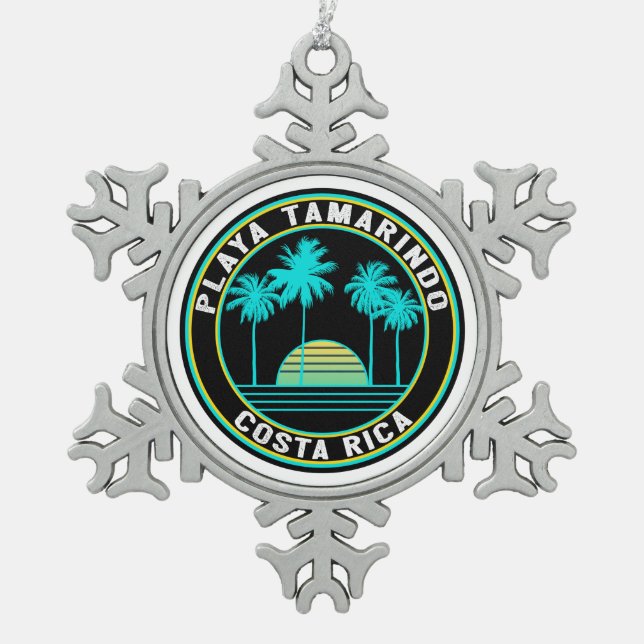 Playa Tamarindo Costa Rica Surfen Schneeflocken Zinn-Ornament (Vorderseite)